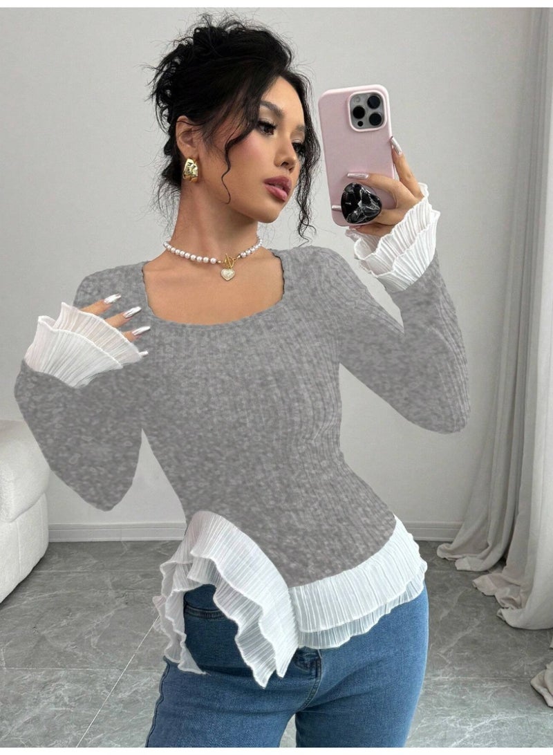 شي إن ملابس نسائية بسيطة بلون موحد من شي إن، مناسبة للارتداء اليومي، ملابس خريفية للنساء - Image 1